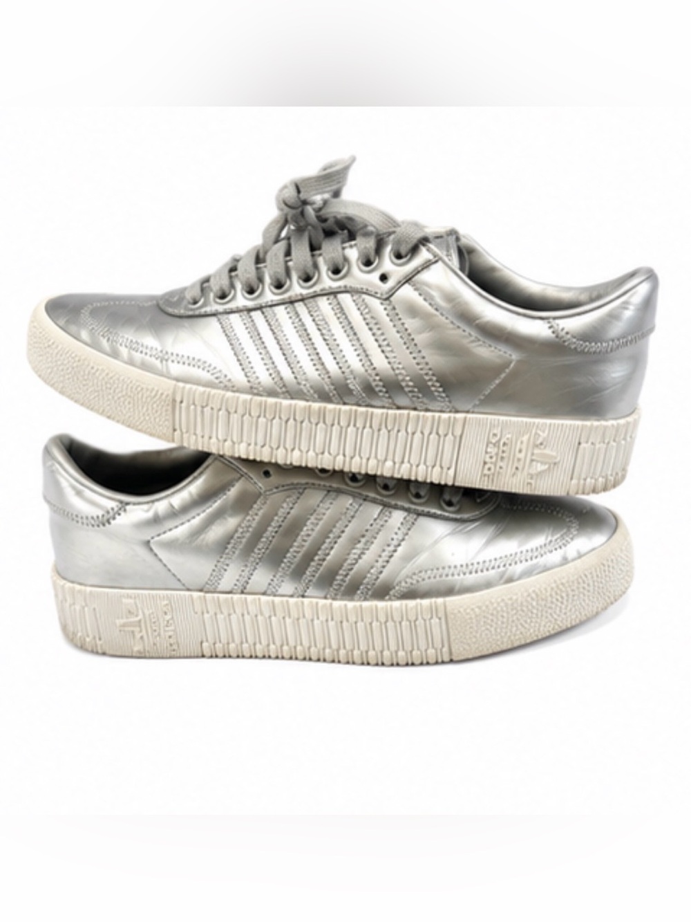 adidas Sambarose Silver Metallic Platform Sneakers Women’s Size 8.5